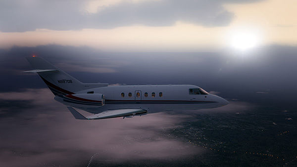 An aircraft flying high above the clouds.