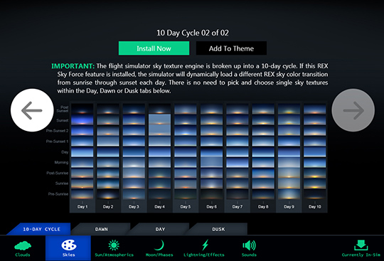 Sky color selection screen from Sky Force 3D.