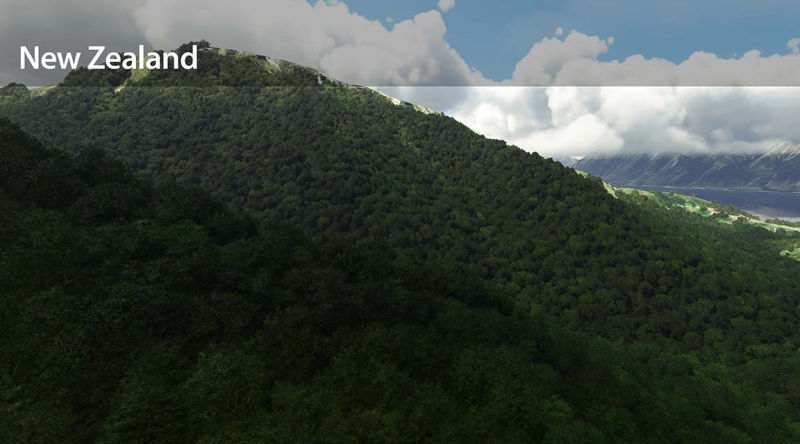 A lush green mountainous zone in New Zealand.