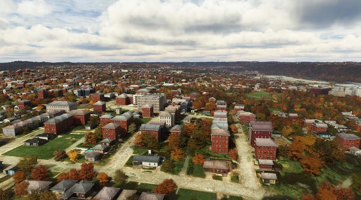 Enhanced city and town terrain coloring for a natural look in MSFS with AccuSeason