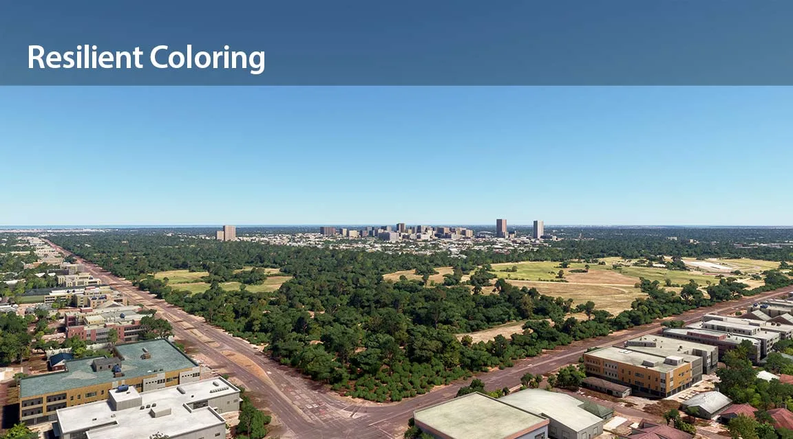 AccuSeason resilient vegetation coloring keeping foliage rich over light terrain near Adelaide
