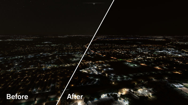 A deeper night sky and a more lifelike city ambiance, achieved through enhanced environmental variables.