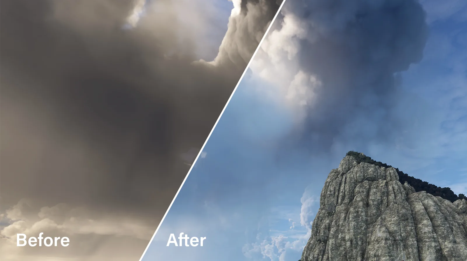 Atmos Legacy before and after comparison — sky color and scattering