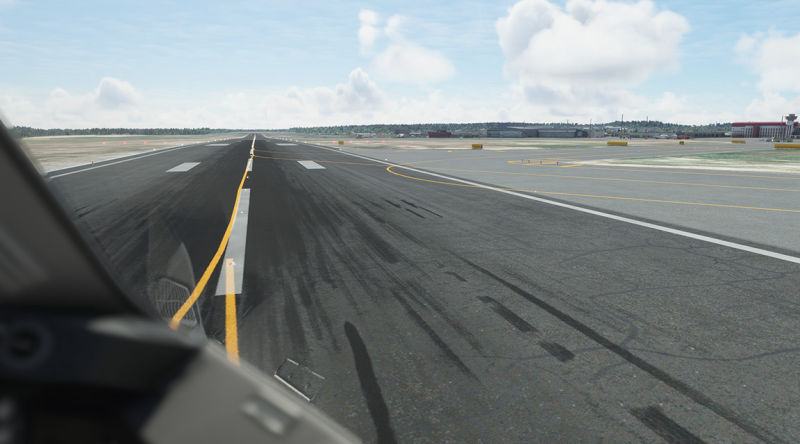 A view from the co-pilot seat of a major airliner ready for takeoff.