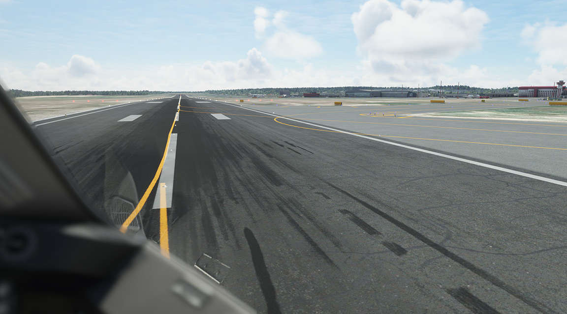 A view from the co-pilot seat of a major airliner ready for takeoff.