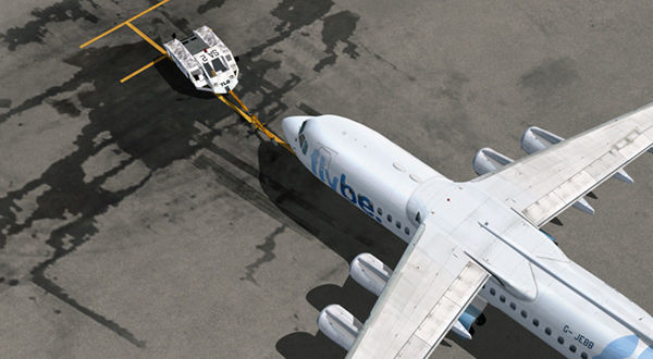 An airplane tow in progress.