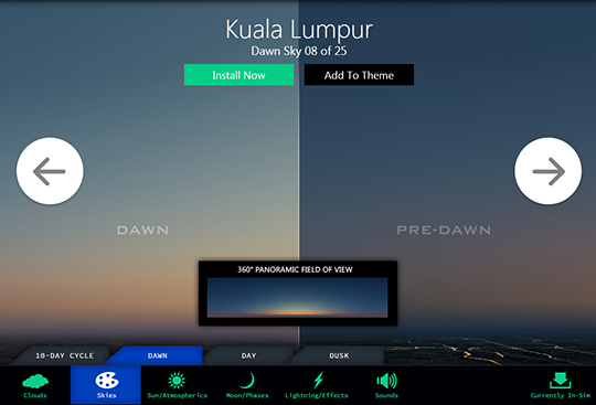 Dawn sky color selection screen from Sky Force 3D.