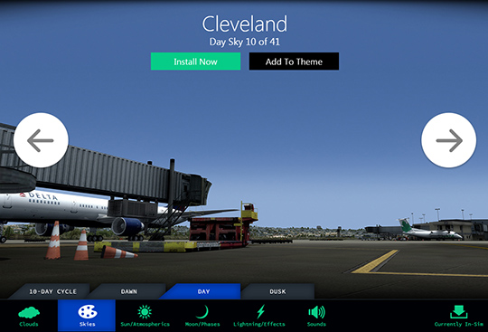 Day sky color selection screen from Sky Force 3D.