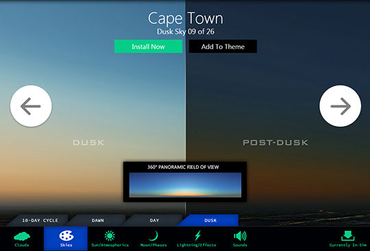 Dusk sky color selection screen from Sky Force 3D.