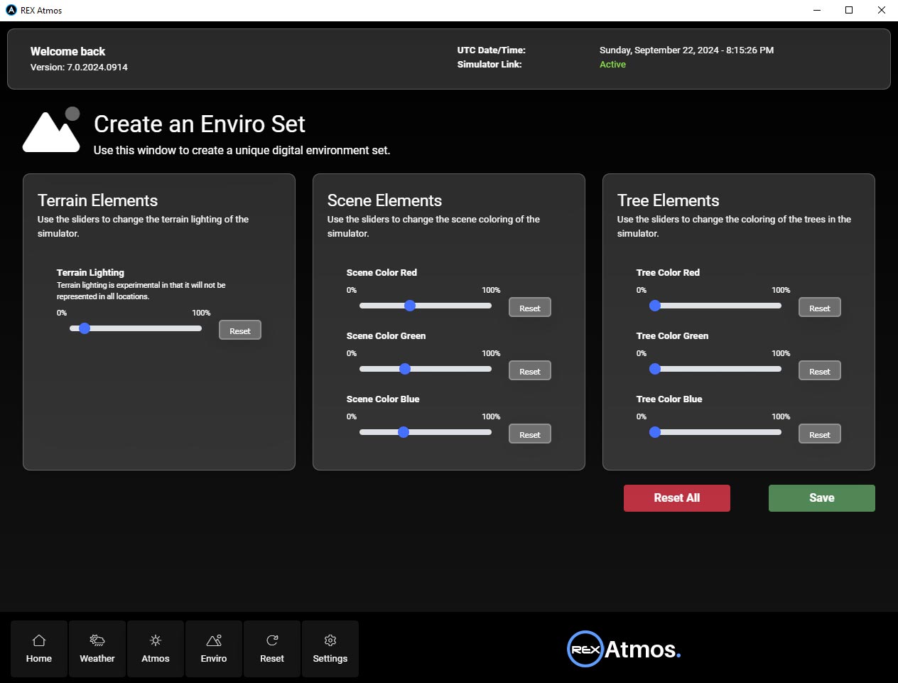 Enviro UI Screen from REX Atmos