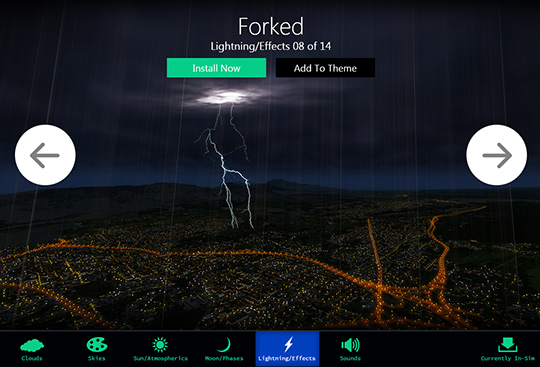 Lightning selection screen from Sky Force 3D.