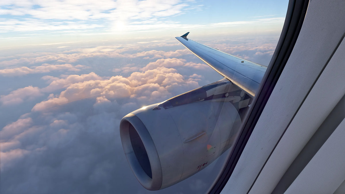 View outside of jet flying in REX Atmos CORE