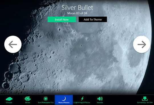 Moon selection screen from Sky Force 3D.