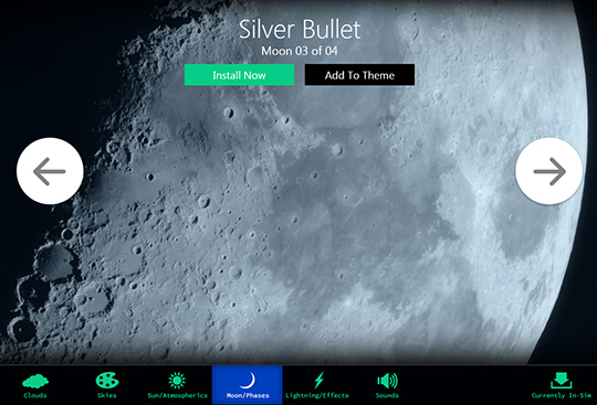 Moon selection screen from Sky Force 3D.