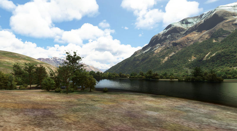 A lake nestled among majestic mountains.