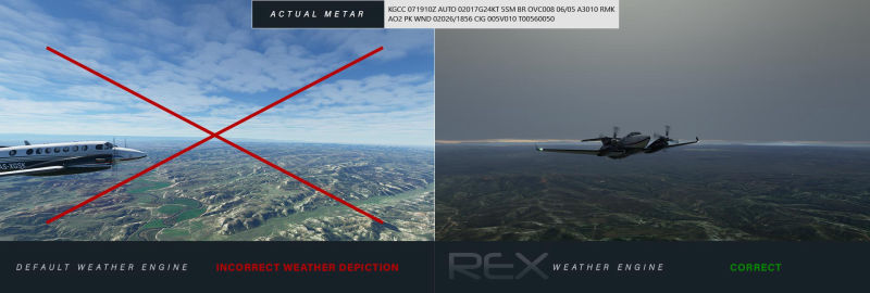 A demonstration of weather from Weather Force vs. Microsoft Flight Simulator.