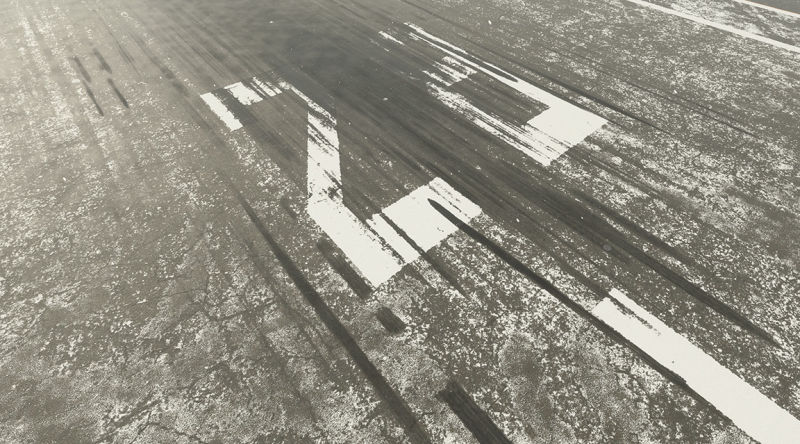 Runway 8 at an airport in winter.