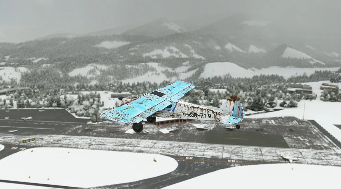 Snow and ice covering airport surfaces with REX Real Global Airport Textures