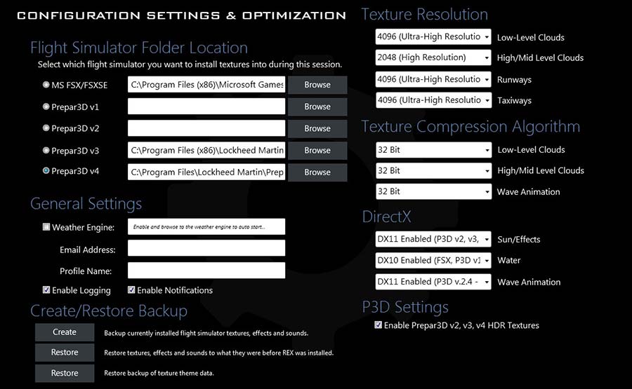 Texture resolution settings from within the app.
