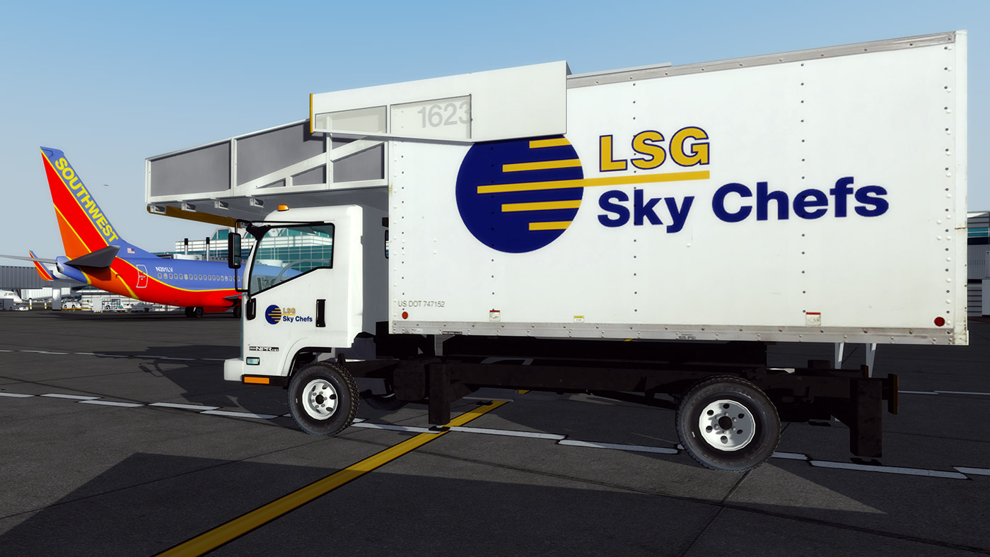 A truck parked on airport tarmac during operations.